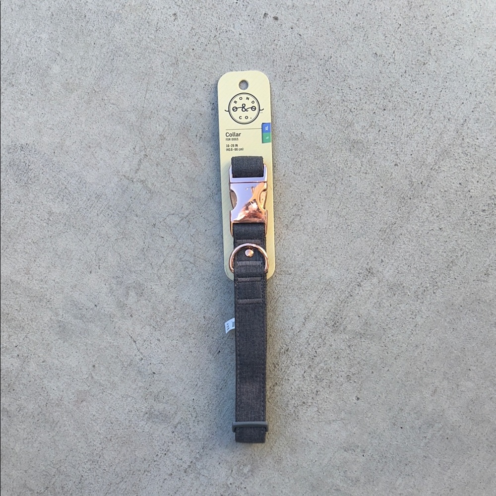 Dark Gray Bond & Co Dog Collar with Rose Gold Buckle
